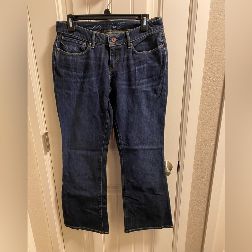 Levis Jeans Size 10 Bold Curve Boot Cut Stretch Dark Blue Denim Bootcut 30 X 30